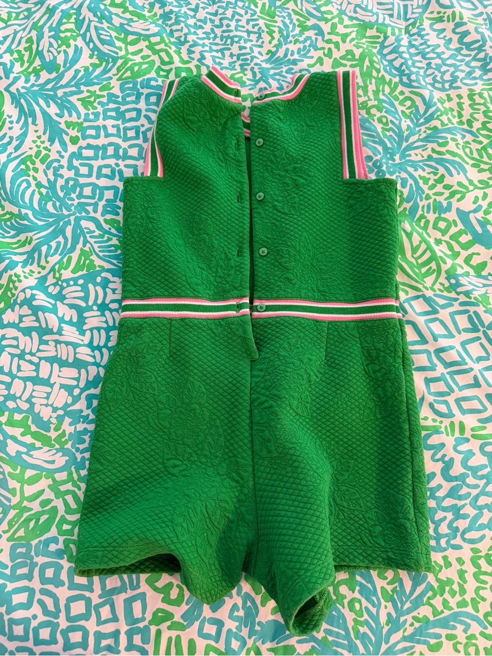Girls pink and green Janie and jack romper size 10 - Picture 2 of 2